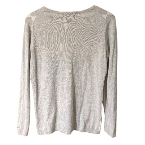 Tommy Hilfiger Cotton Gray and White Argyle Sweater Size M - Picture 4 of 5